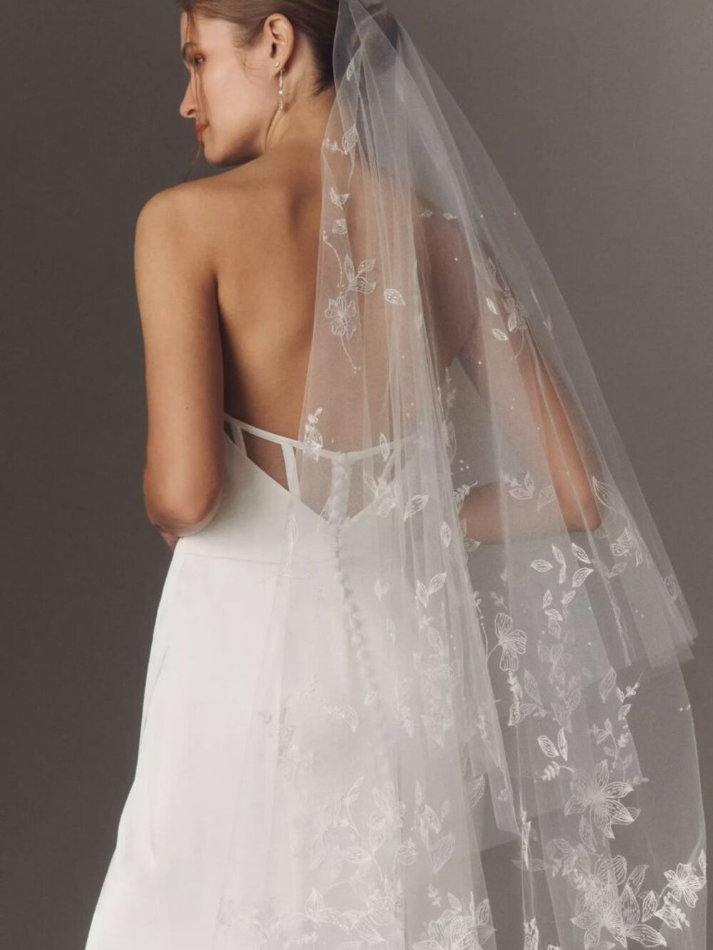 Enaura Petal Trim Fingertip Veil Anthropologie NWT